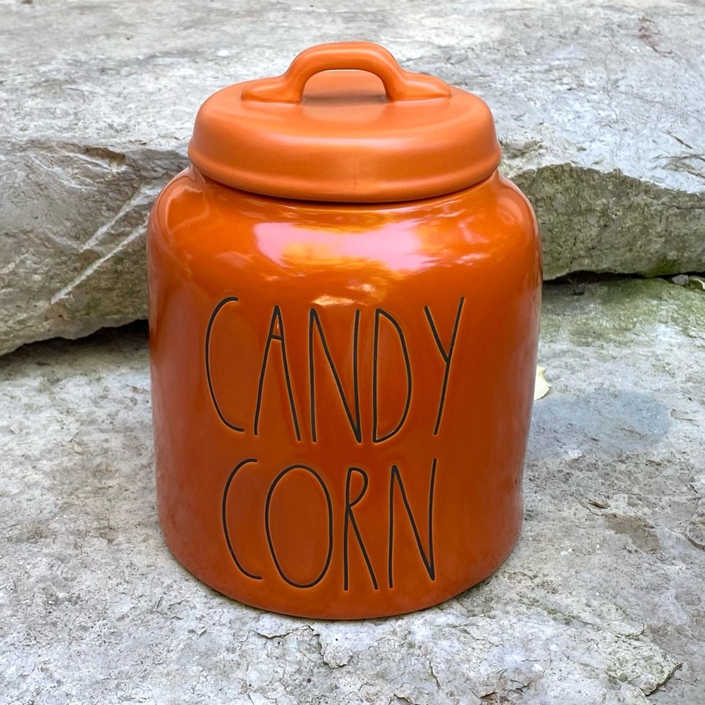 Rae Dunn CANDY CORN Orange Halloween Canister - Picture 3 of 6